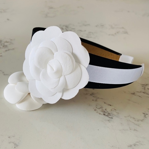 White Camellia Handcrafted Headband - Picture 3 of 7